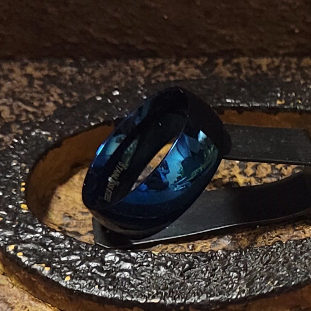 Men's Blue Promise Ring Band - Blue Promise Ring For Guys - Picture 4 of 4